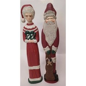 20" Wood Santa & Mrs Claus Pier 1 Christmas